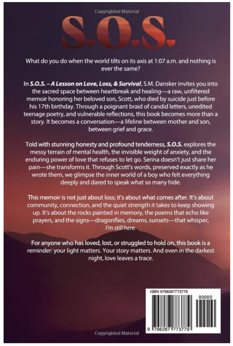 Back cover of S.O.S. A Lesson on Love, Loss, and Survival