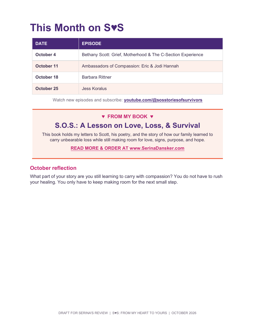 Page 3 of the October 2026 S.O.S. newsletter