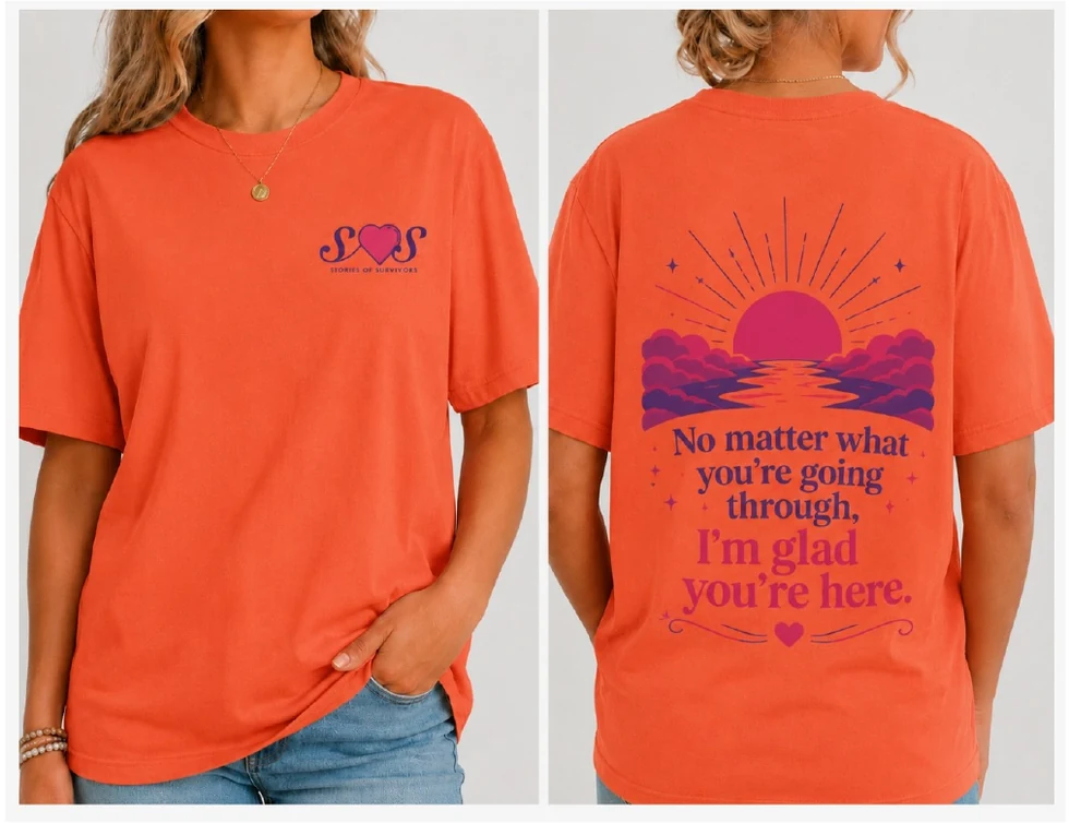 Front and back views of the limited-edition S.O.S. shirt