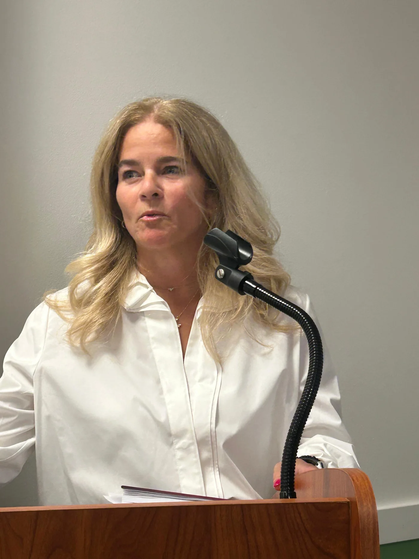 Serina Dansker speaking at a podium